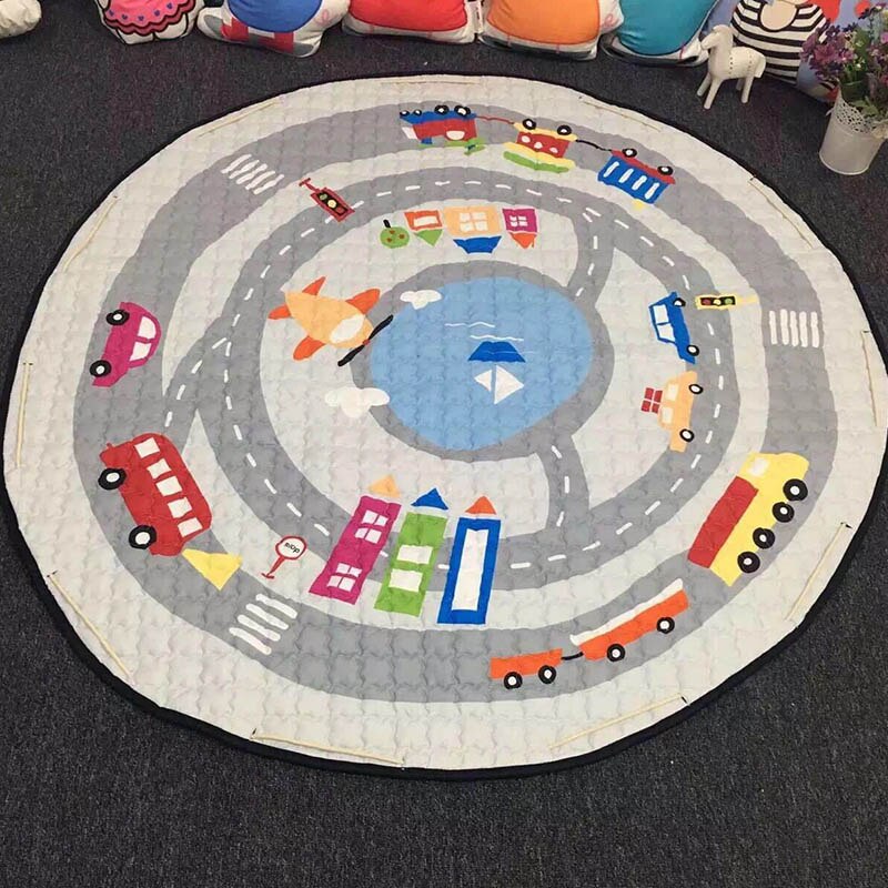 Kids Floor Mat Round Storage Toy Bag